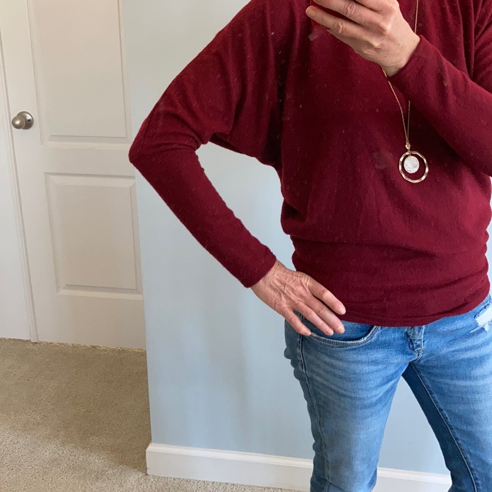 Cranberry Color Long Sleeve Top - Picture 5 of 9